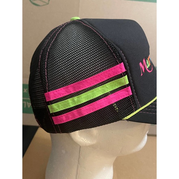 Vintage Marine Land Canada‎ Trucker Hat Cap Snapback Mesh Black 3 Stripe Rope - Picture 5 of 7